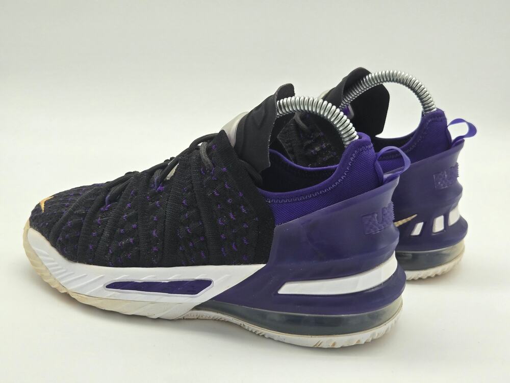 Nike LeBron 18 Lakers Black Purple Youth Basketball Shoes 4Y CW2760-004